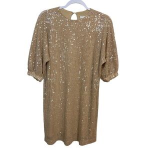 Trina Turk - Brushed Gold Sequin Sheath Dress - Mini - Size XS